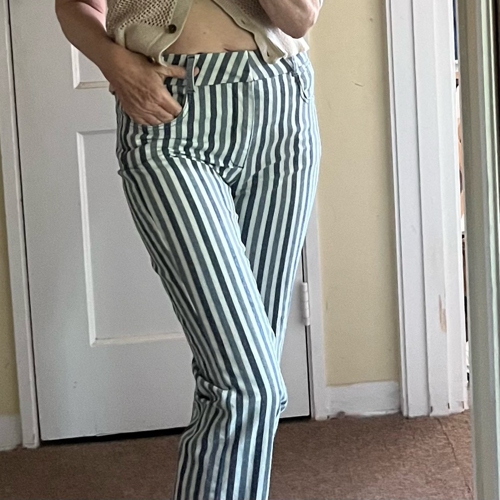 NWOT Anthropology high-waisted striped jeans